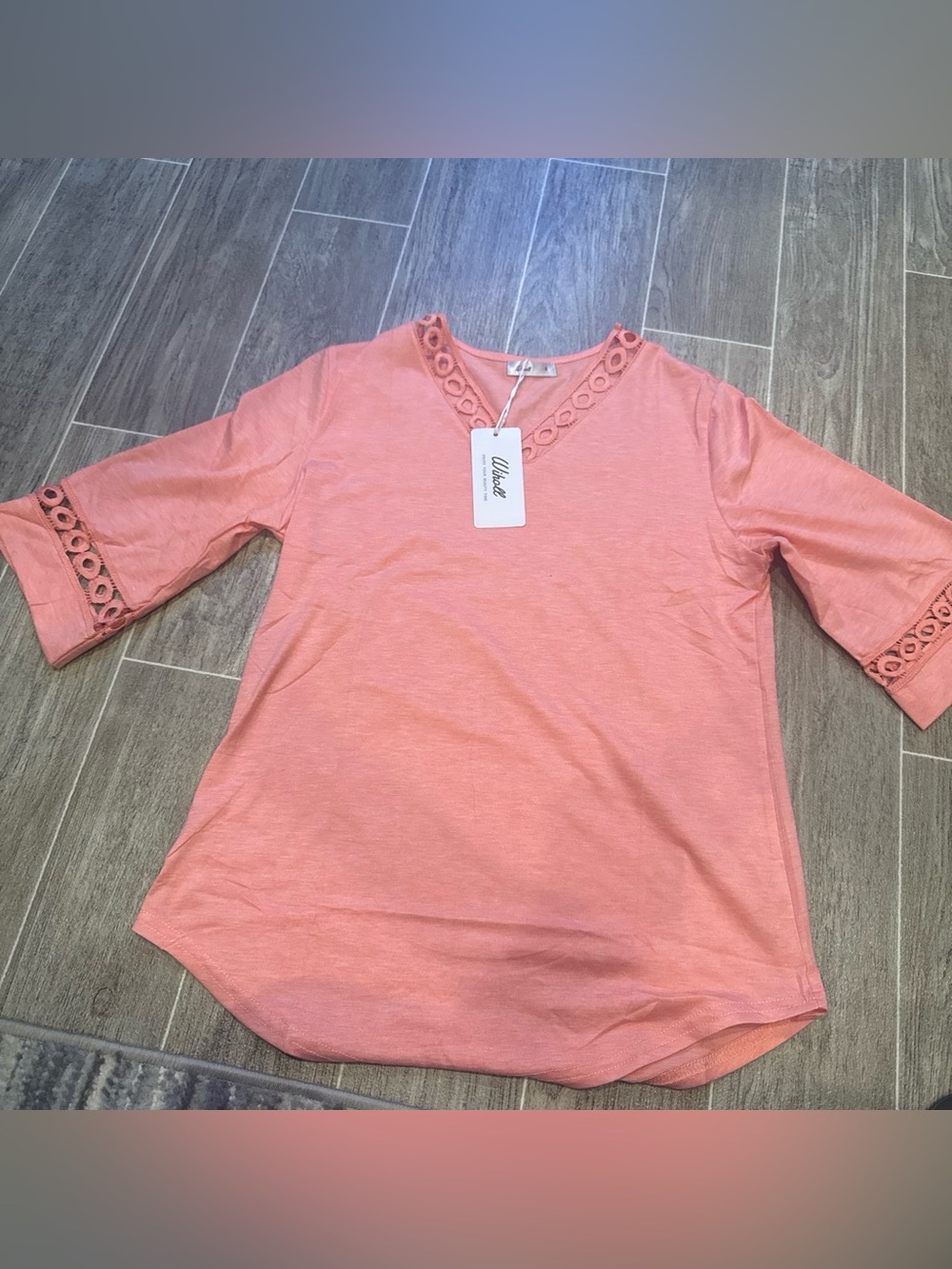 Women's Coral Crochet-Trim V-Neck Tunic